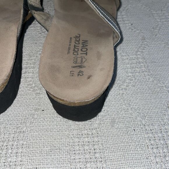 Naot Women’s Casual Slides Size 42 U.S. 11 M Black Silver Leather Beach Cruise - Picture 12 of 12